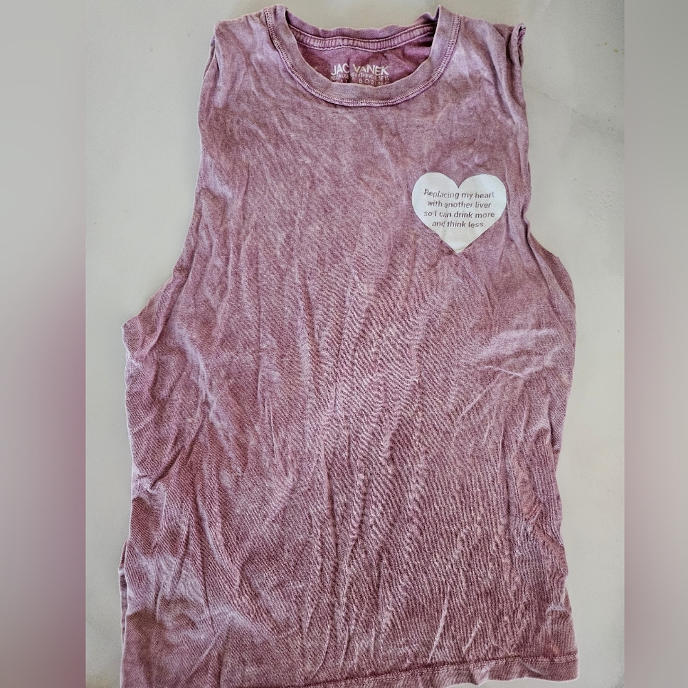Jac Vanek Pink Tank Top with Heart Graphic